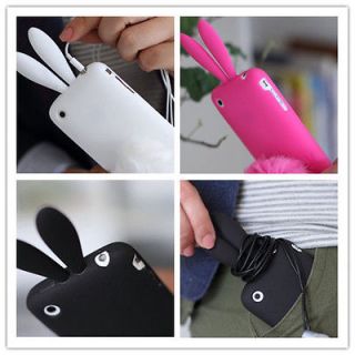 Sofe Cute Rabbit Bunny Ear Silicone Case with Bushy Tail fr i Phone 3G 