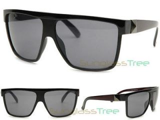 MADNESS Sunglasses MATTE BLACK & GLOSS BLACK w/ Black Chrome Stud xl 