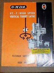 Vtg O M Ltd Mitsui&Co Catalog~Vertic​al Turret Lathe