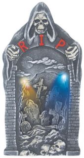 Light Up Cemetery Tombstone Halloween Grave Yard Decoration Tomb Stone 