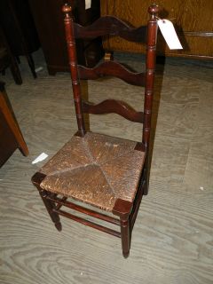 Antique Ladder Back Cain Seat Side Dining Room Accent Chair