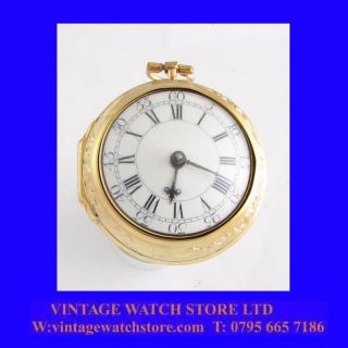 Mint 22k Gold Fusee Verge Bury Repousse P Case Watch 1743