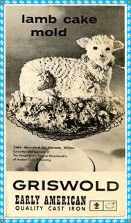 Griswold Lamb Cake Cast Iron Mold 866 Owners Manual
