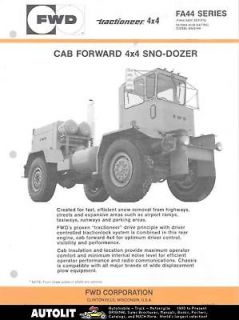 1987 FWD Tractioneer 4x4 FA44 Snow Plow Truck Brochure