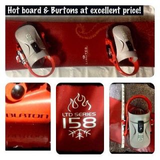 Limited 158 Series Snowboard In Red&Yellow Burton Custom Bindings