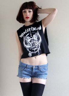   CROP TOP ROCK BIKER CUSTOMISED VEST T SHIRT HAPPY SHACK CAMDEN