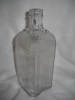 VINTAGE OWENS ILLINOIS CLEAR GLASS BOTTLE  RIBBED ON 3 SIDES