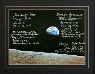 Moonwalkers Ap​ollo 11 12 14 15 16 17 Autographs Print