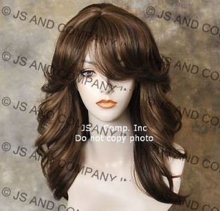   Blend Heat Safe Mid Length Curl out Feather wavy skin Top bangs wig