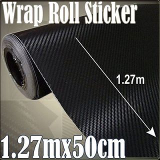 27Mx50cm Carbon Fiber Wrap Roll Sticker Car Auto Vehicle Detailing 