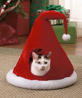 Christmas Santas Hat Pet Cave Holiday Animal Den for Cat or Small Dog