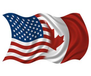 American Canadian Waving Flag USA Canada Car Vinyl Bumper Sticker 