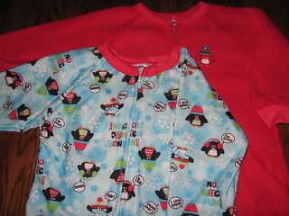 Lot of 2 Gerber Blanket Footed Sleepers 24 months Penguins Winter 