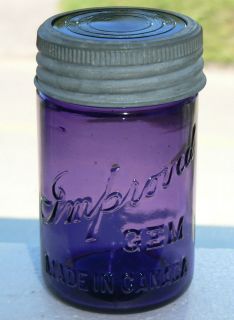 Antique Canadian pint size Improved GEM deep purple fruit jar FREE 