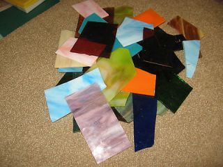 POUNDS OF STAINED GLASS PIECES FOR MOSAIC TILES OR SMALL GLASS 