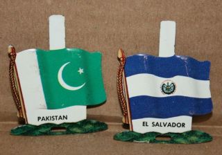 Vintage Metal Tin Flag El Salvador Pakistan Lapel Pin