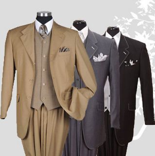 Mens 3 piece 3 button Milano Moda Elegance Wool Feel Suit 29092