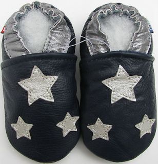 carozoo silver star dark blue 2 3y soft sole leather toddler shoes
