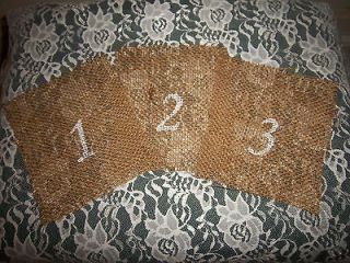 Set of 10 Burlap Table Numbers~Countr​y~Rustic~Weste​rn~Chic 