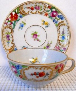 Carl Thieme C6T1 DRESDEN FLOWERS  Demitasse Cup and Saucer Set (s 