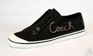 COACH Keeley Signature C Logo Black Slip On Loafer Sneakers Shoes New 