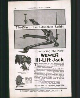 1922 ad Car Automobile Auto Garage Weaver Hi Lift Jack Curtis Air 