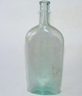 LOT 5 OLD ANTIQUE VINTAGE GLASS MEDICINE BOTTLES EMBOSSED AQUA BLUE 