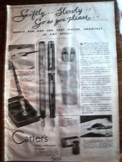 1930 Antique CARTERS Pearltex Fountain Pen Pencil Ad