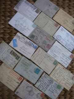 16 mini vintage postcards, carte postal, card toppers scrapbooking 