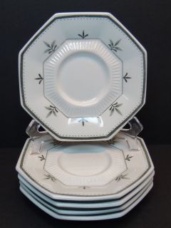 set) Independence Ironstone Interpace Japan 6 Saucers Green Fluer 