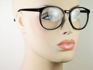   Womens Mens Eyeglasses Large Round Clear Lens Black Frame Glasses