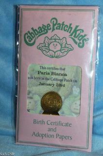 cabbage patch kids birth certificate in Vintage (Pre 1990)