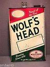 VINTAGE WOLFS HEAD MOTOR OIL CAN 1 GALLON METAL OIL CAN EMPTY