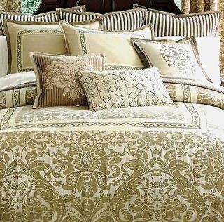 Chris Madden Damask Champagne Queen Duvet Cover w/shams and Valances
