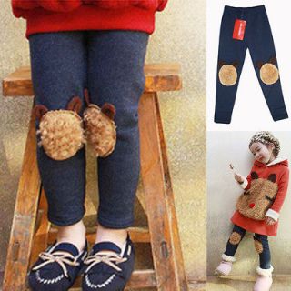 Girls Cute Casual Pants Kids Toddlers Bear Leggings Lovely Jeans Size 