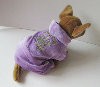 Purple Velvet Sport Overall pet dog clothes Chihuahua L