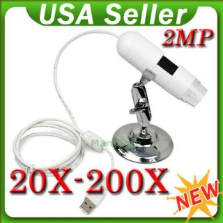 200X Camera 2MP 2.0 Mega Pixels USB 8 LED Digital Microscope Endoscope 