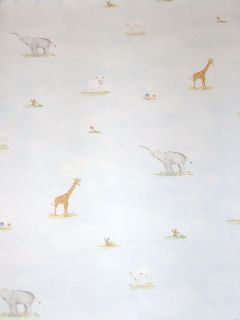   Baby Boy SKY BLUE CLOUD WALLPAPER Rabbit, Lamb, Elephant Giraffe