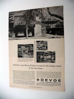Devoe Paints 1963 Record House Del Mar CA print Ad