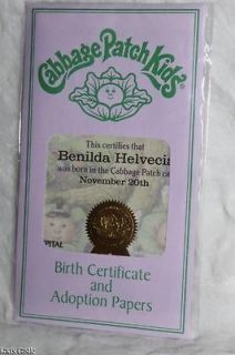 Cabbage Patch Kids PA Hispanic Birth Certificate 11 20