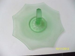 Depression Glass Green Frosted Center Handle Tidbit Server Tray 11 