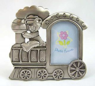 Pewter BABY TEDDY & TRAIN PHOTO FRAME New Arrival