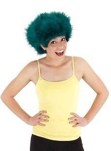 New Costume Sport Team Accessory Fuzzy Wig Teal Green Crazy Wig