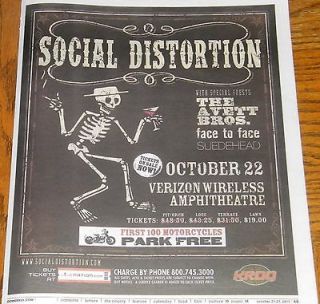SOCIAL DISTORTION ~ AVETT BROS ~ FACE TO FACE ~ SUEDEHEAD ~ 2011 