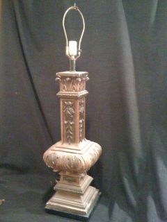 Antique 20 Pound Tall, Impressive, Gilt Chalk Ware Lamp