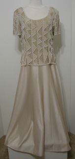 Stenay 100% Silk Mother of Bride Champagne Heavy Beaded SS Long Sweep 