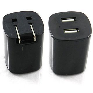 BLACK DUAL USB WALL HOME TRAVEL CHARGER ADAPTER FOR HUAWEI PHONES 