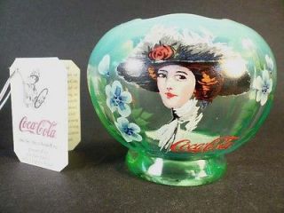   COCA COLA GREEN ROSE BOWL Signed, Hand Painted Gibson Girl NWT MINT