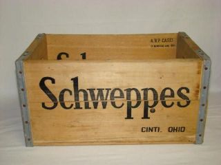 Vintage Schweppes Soda Ale Wood Crate Box Delivery Storage Cincinnati 