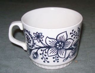 Blue Flowers & Bird BOCH La Louviere Coffee Cup Mug Belgium Collector 